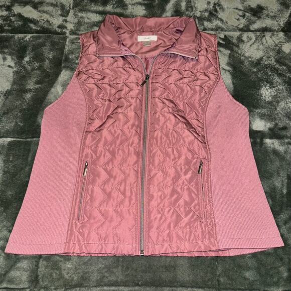 CJ Banks Quilted Vest Woman's 1X Rosey Pink Zipper Pockets Great Condition - Picture 1 of 8